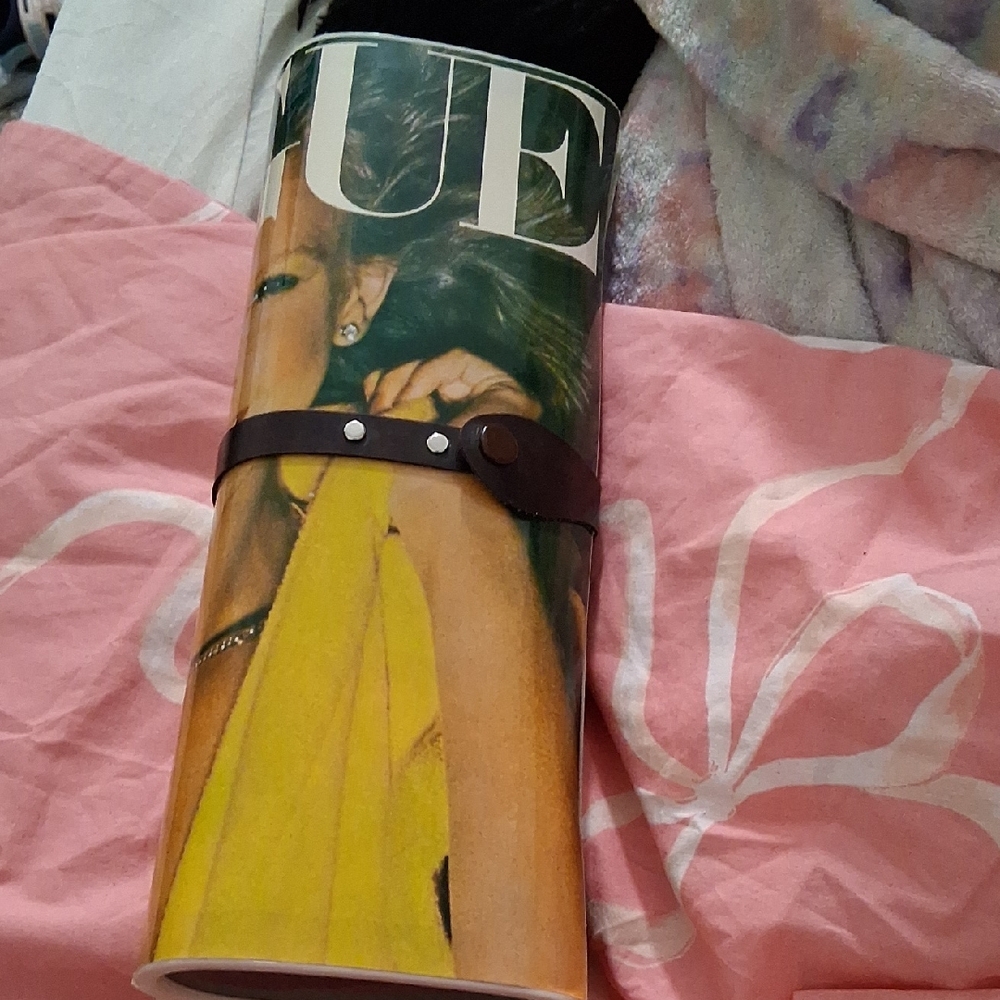 Vogue Magazine Clutch with Brown Strap. Purse 12 Inches Length 1960-1970's